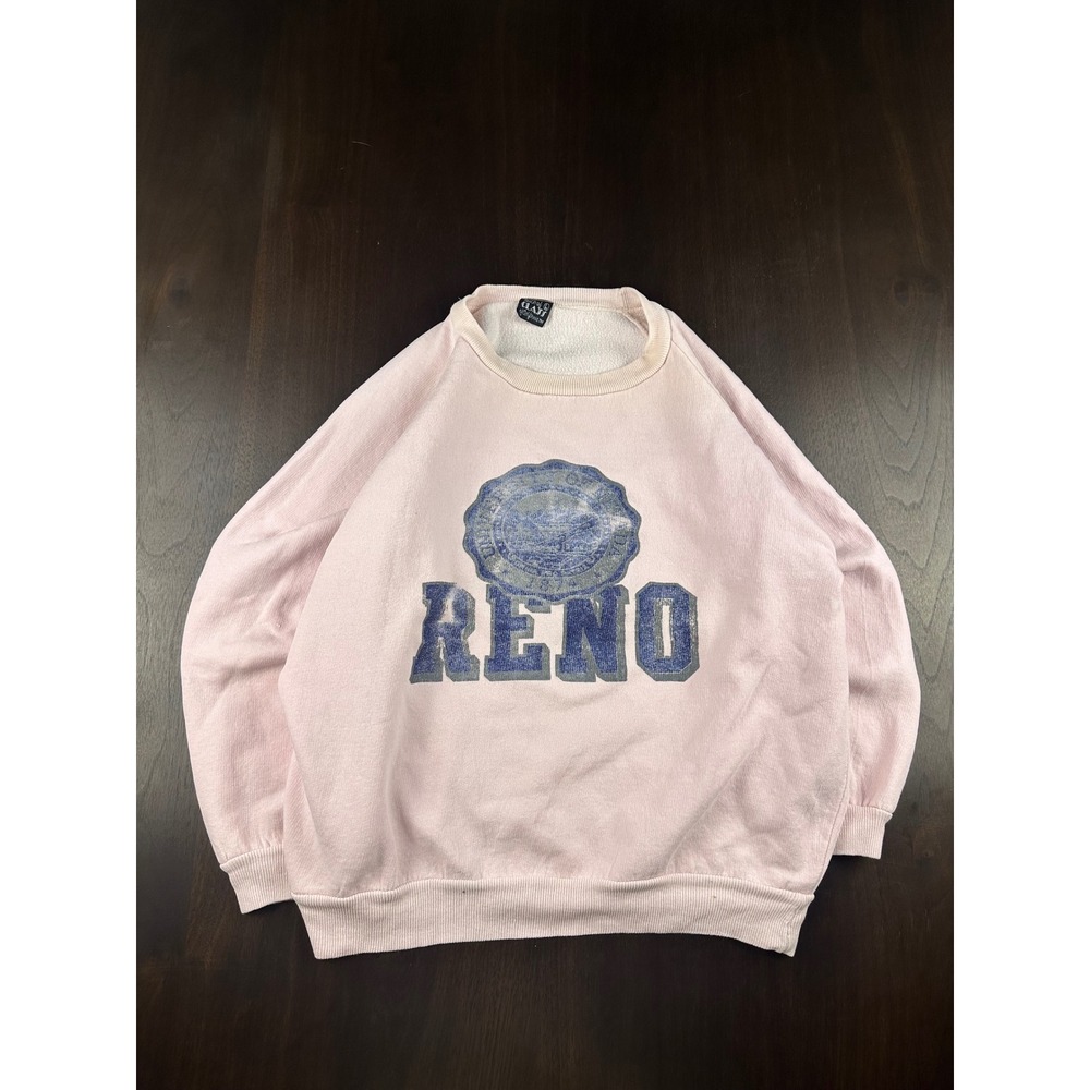 Vintage Touch of Class Reno Nevada Pink Graphic Sweatshirt Large Raglan Pullover